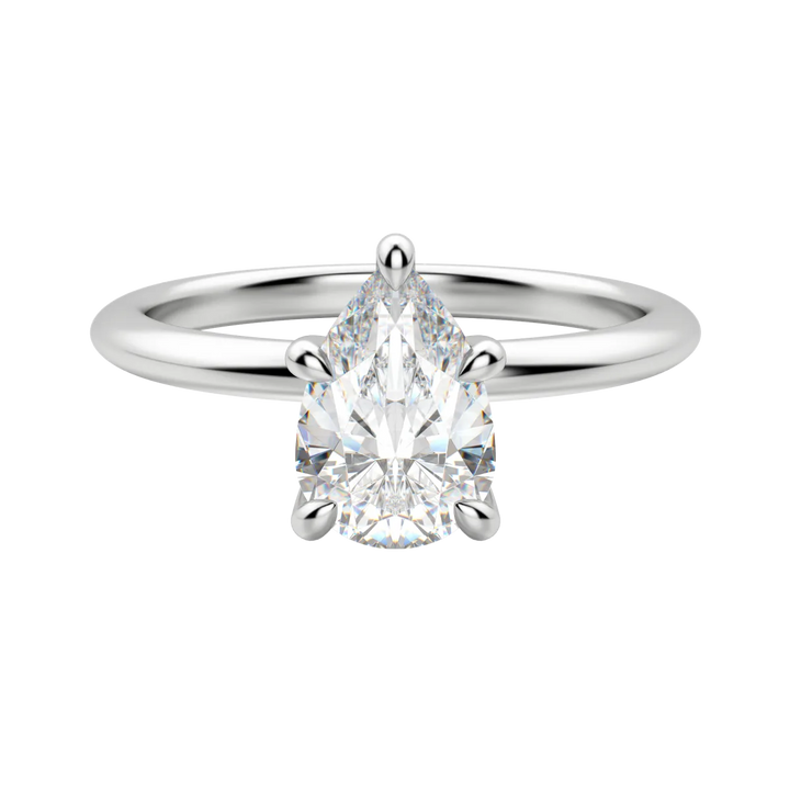 1.33CT Pear Solitaire With Hidden Halo Setting Moissanite Engagement Ring