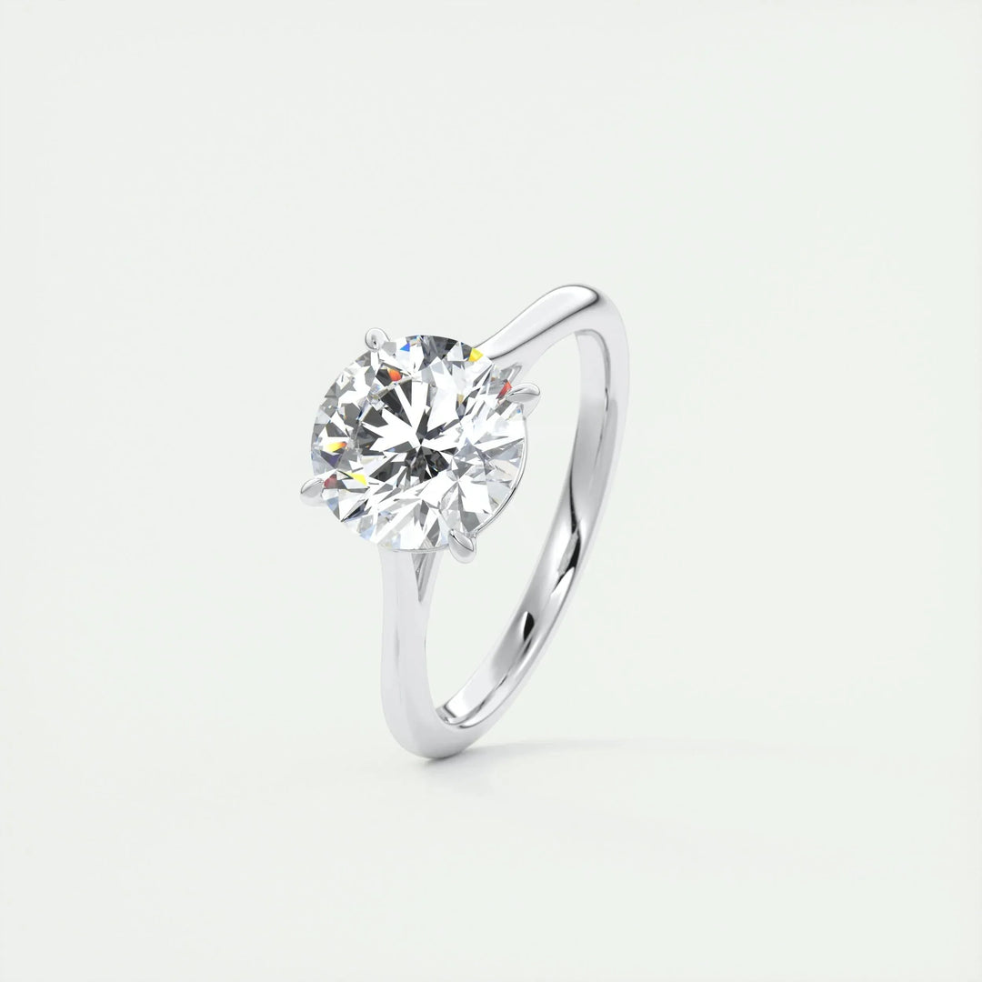 2.0CT Round Cut Solitaire Moissanite Engagement Ring