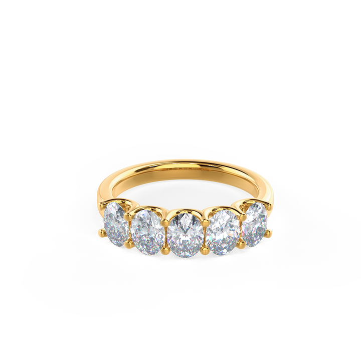 2.5mm Oval Cut 5 Stone Moissanite Wedding Band