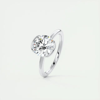 2.0 CT Round Cut Half Bezel Solitaire Moissanite Engagement Ring