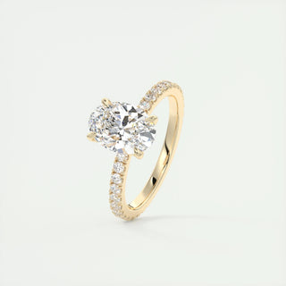 1.5ct Oval F- VS1 Diamond Pave Engagement Ring