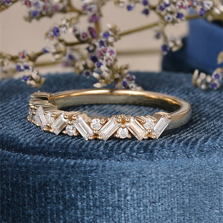 1.5mm Baguette & Round Brilliant Cut Half Eternity Wedding Band