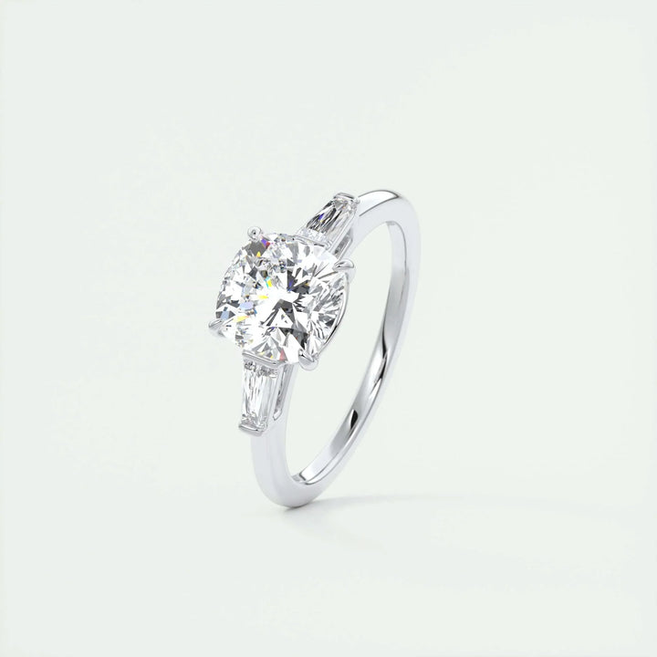 2.15CT Cushion Cut Three Stone Moissanite Engagement Ring