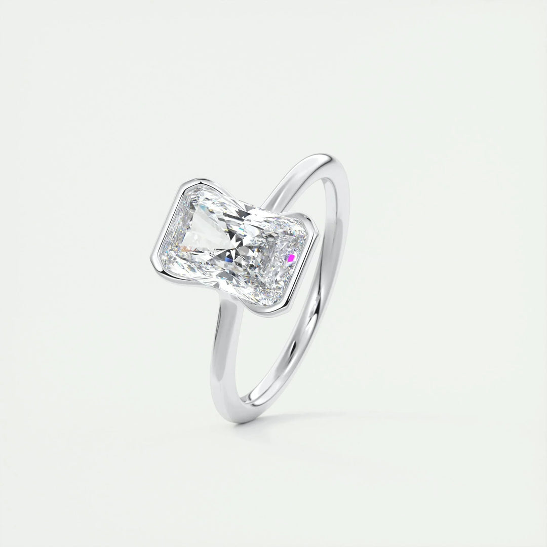 2.10 CT Radiant Solitaire Half Bezel Moissanite Engagement Ring
