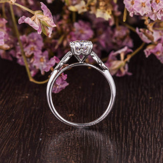 1.60CT Round Cut Cluster Moissanite Engagement Ring