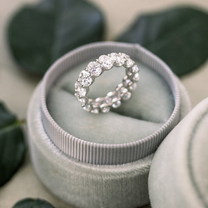 4.0mm Oval Cut Moissanite Full Eternity Wedding Band
