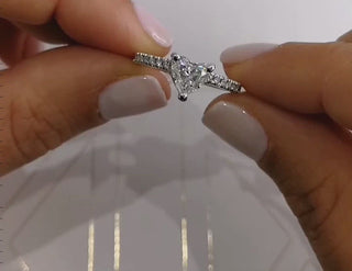 1.0ct Heart Cut Pave Moissanite Diamond Engagement Ring