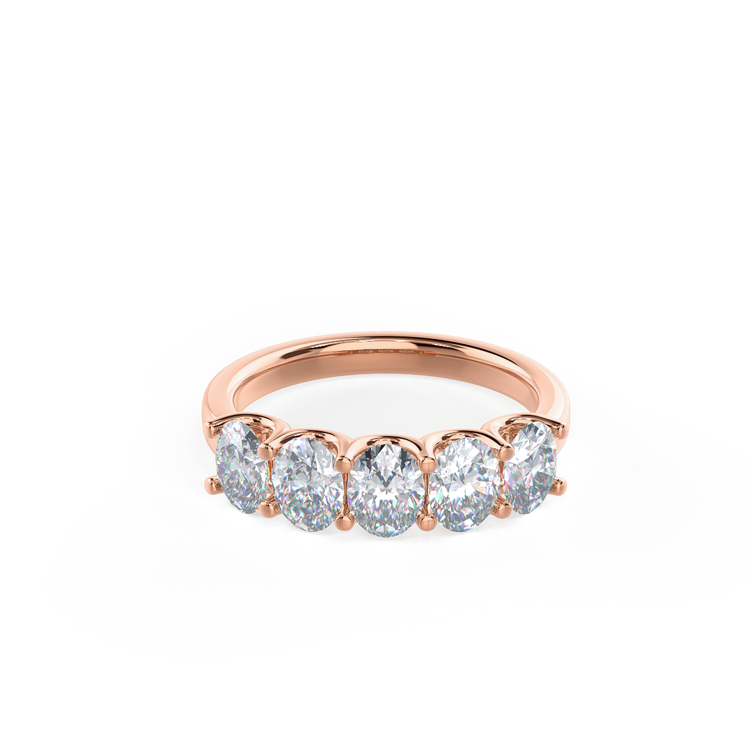 2.5mm Oval Cut 5 Stone Moissanite Wedding Band