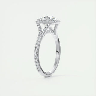 2.0 CT Round Halo Split Shank Moissanite Engagement Ring