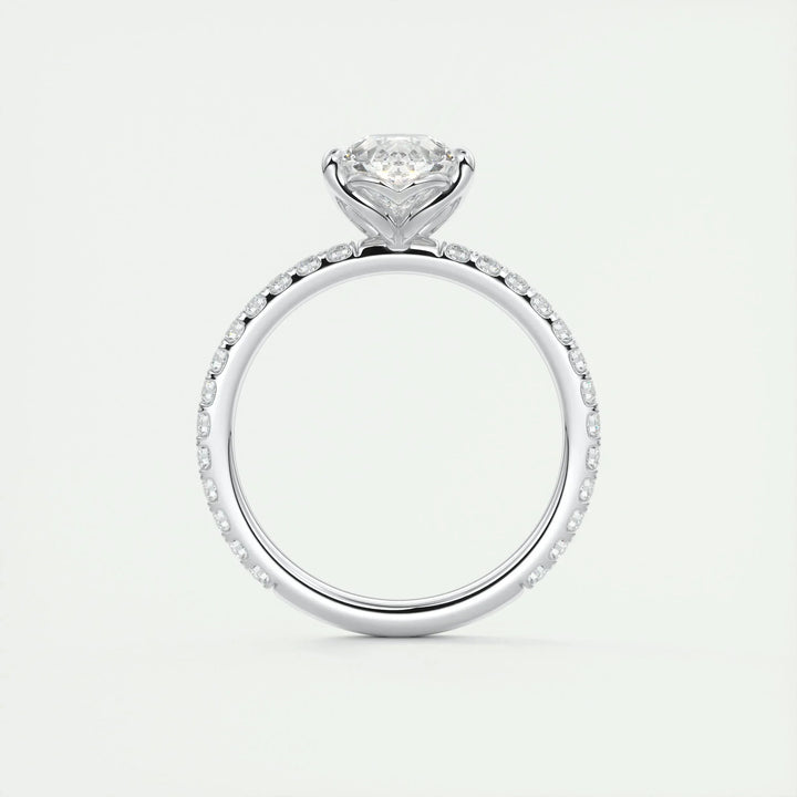 1.93CT Pear Solitaire Pave Moissanite Engagement Ring