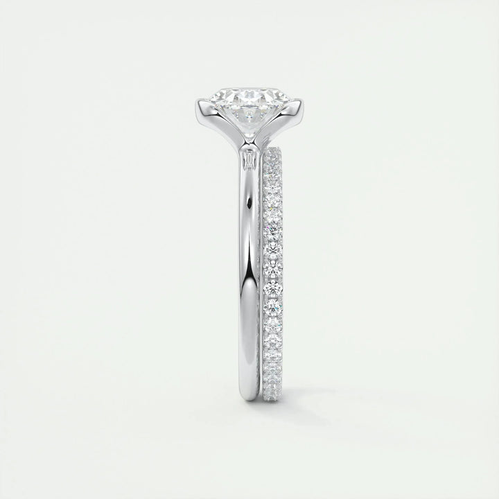 1.91CT Oval Half Bezel Solitaire Moissanite Engagement Ring