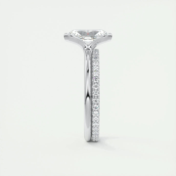 2.10 CT Radiant Solitaire Half Bezel Moissanite Engagement Ring
