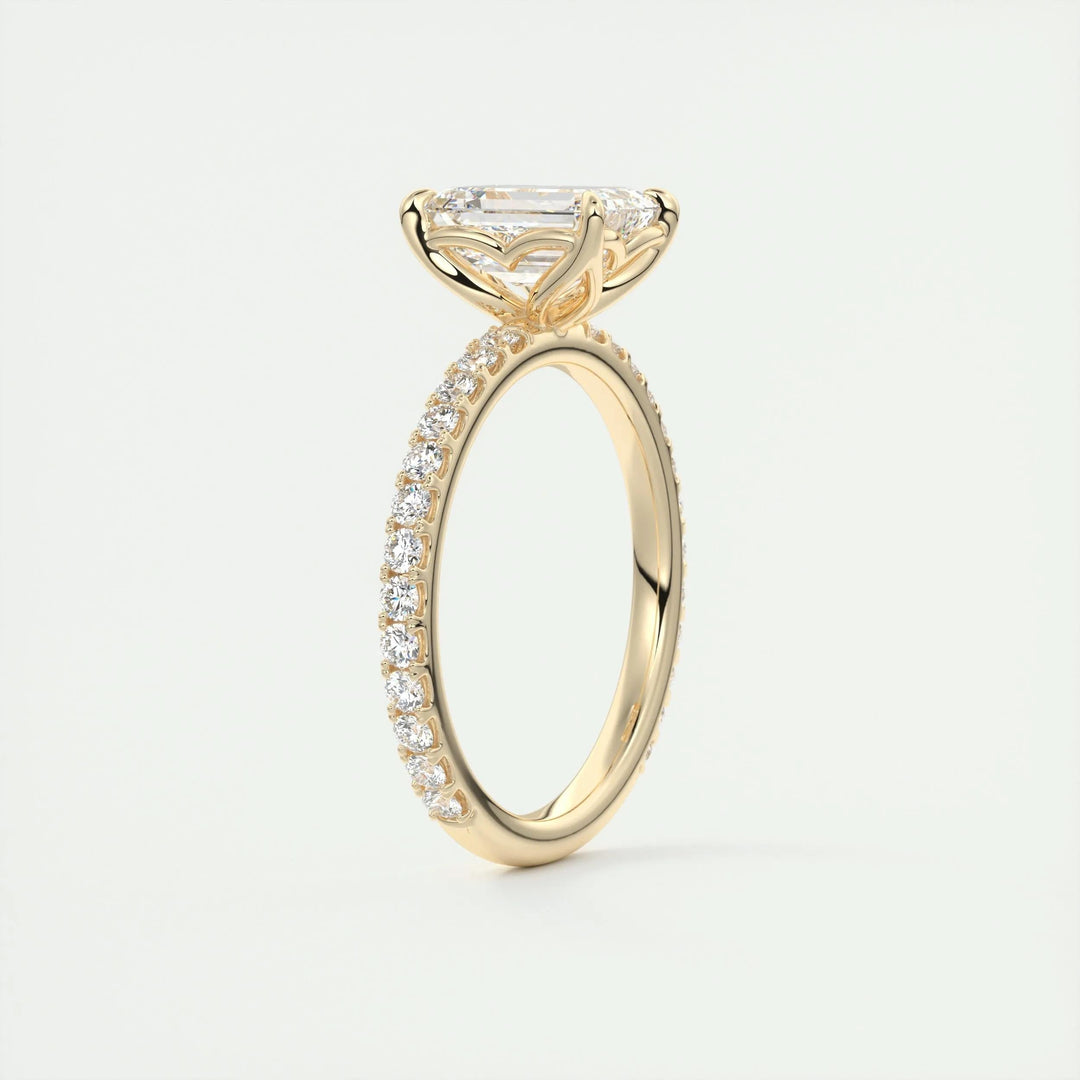 1.75ct Emerald F- VS1 Diamond Pave Engagement Ring