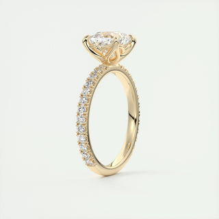 2ct Cushion F- VS1 Diamond Pave Engagement Ring