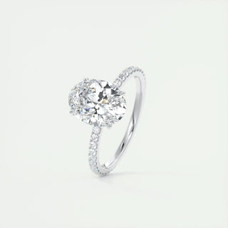 1.91CT Oval Cut Solitaire Pave Moissanite Engagement Ring