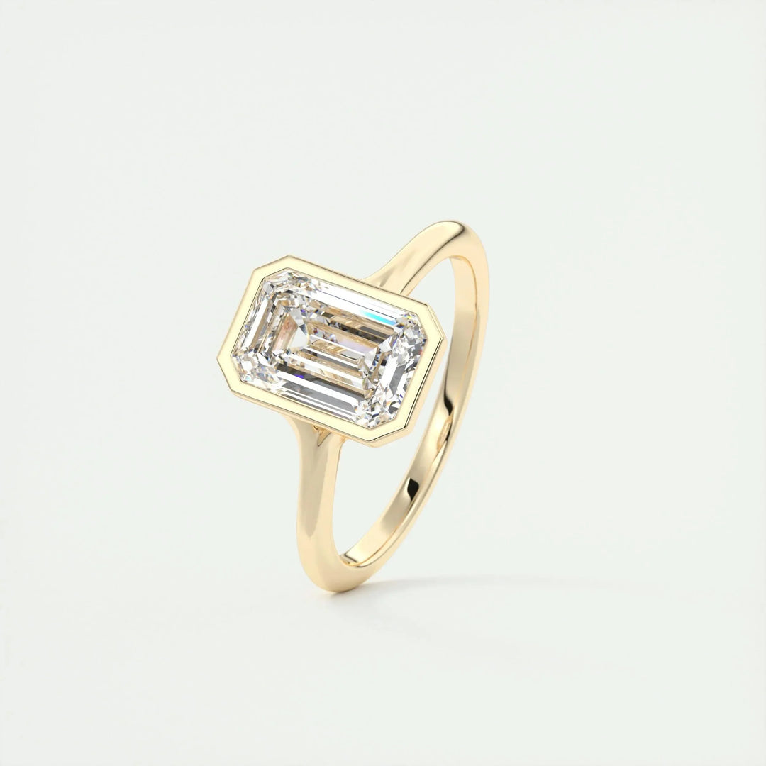 2.03 CT Emerald Cut Bezel Solitaire Moissanite Engagement Ring