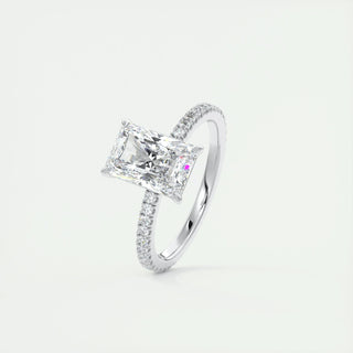 2.10 CT Radiant Solitaire Pave Moissanite Engagement Ring