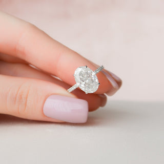 4.0CT Oval Cut Hidden Halo Moissanite Diamond Engagement Ring