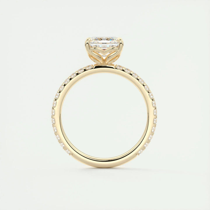 2.03CT Asscher Cut Solitaire Pave Moissanite Engagement Ring