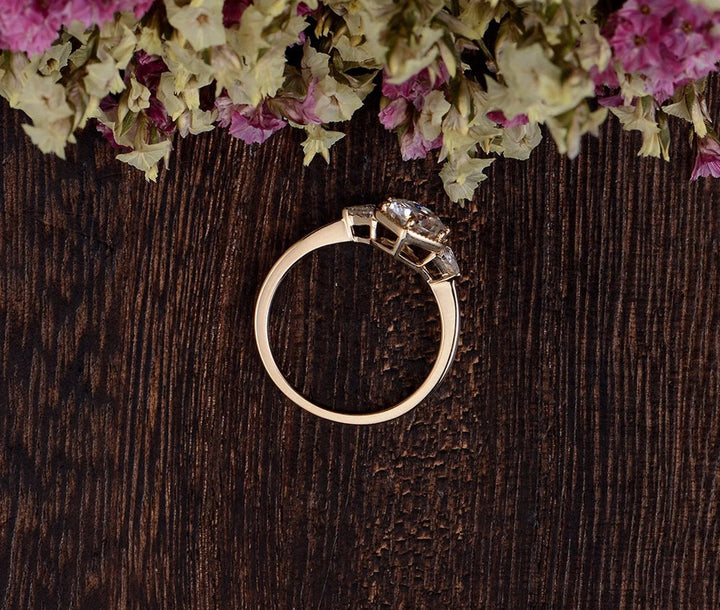 1.60CT Round Cut Three Stone Moissanite Engagement Ring