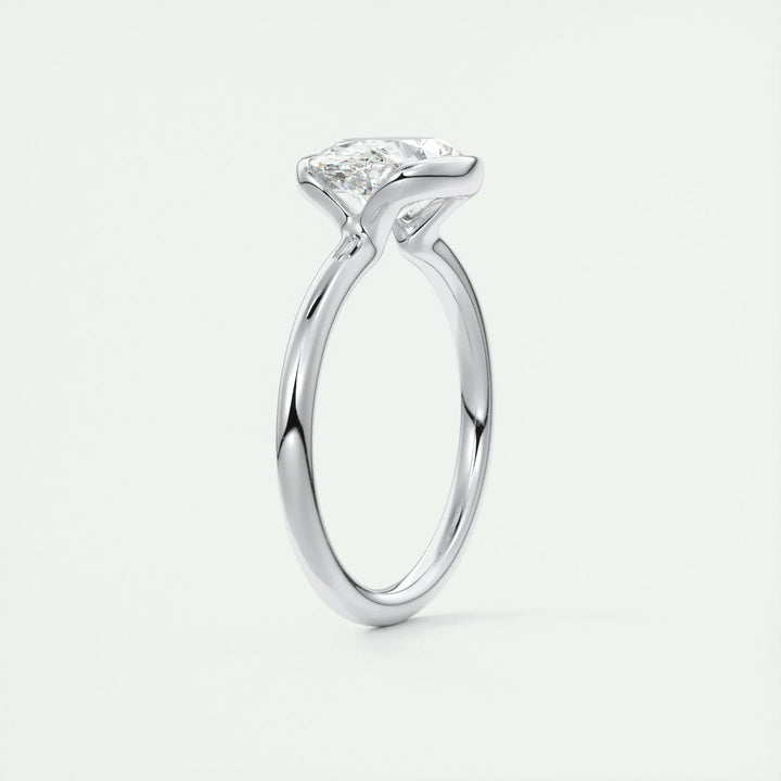 1.91CT Oval Half Bezel Solitaire Moissanite Engagement Ring