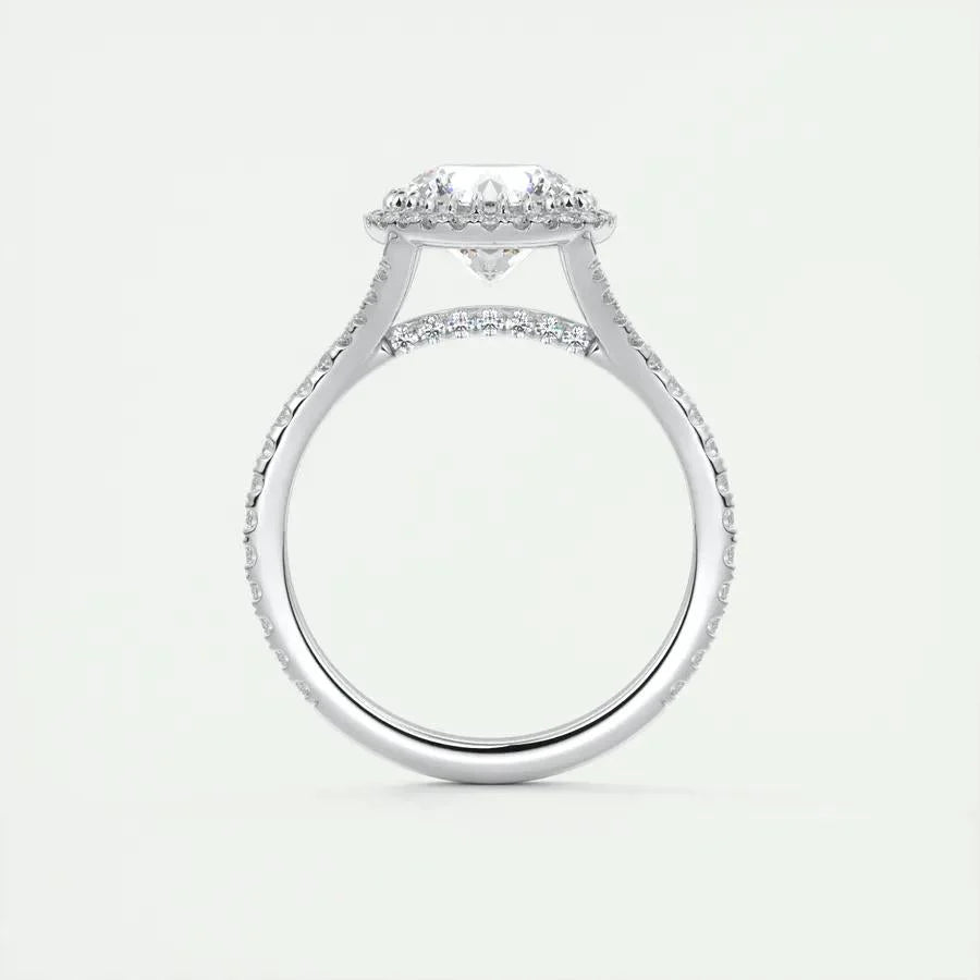 2.0 CT Round Halo Split Shank Moissanite Engagement Ring