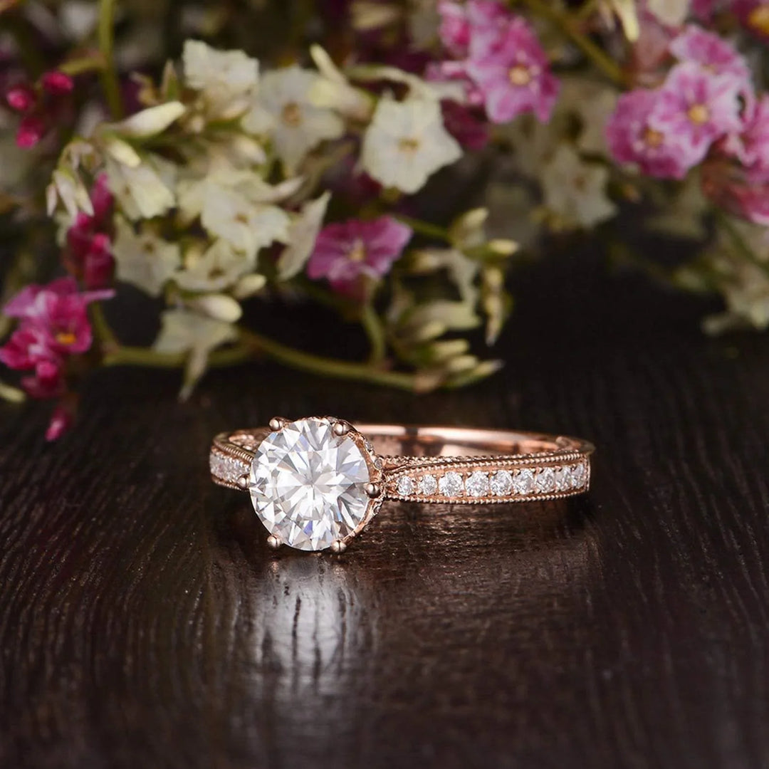 1.35CT Round Cut Solitaire Moissanite Engagement Ring