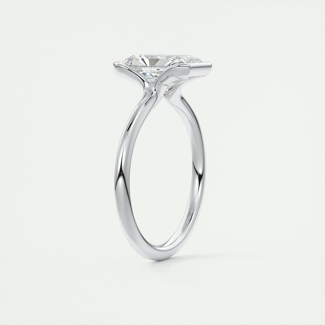 2.10 CT Radiant Solitaire Half Bezel Moissanite Engagement Ring
