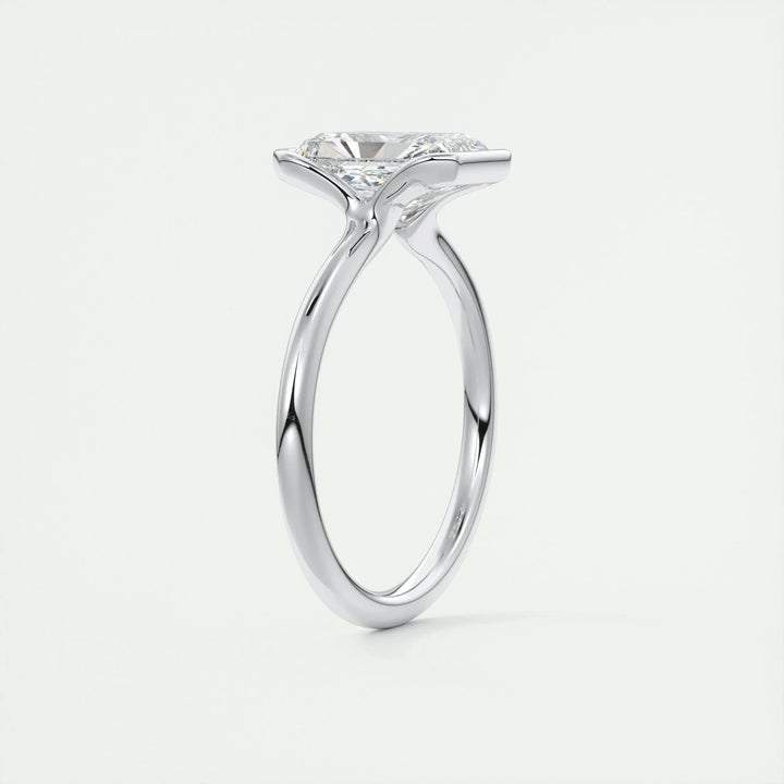 2.10 CT Radiant Solitaire Half Bezel Moissanite Engagement Ring