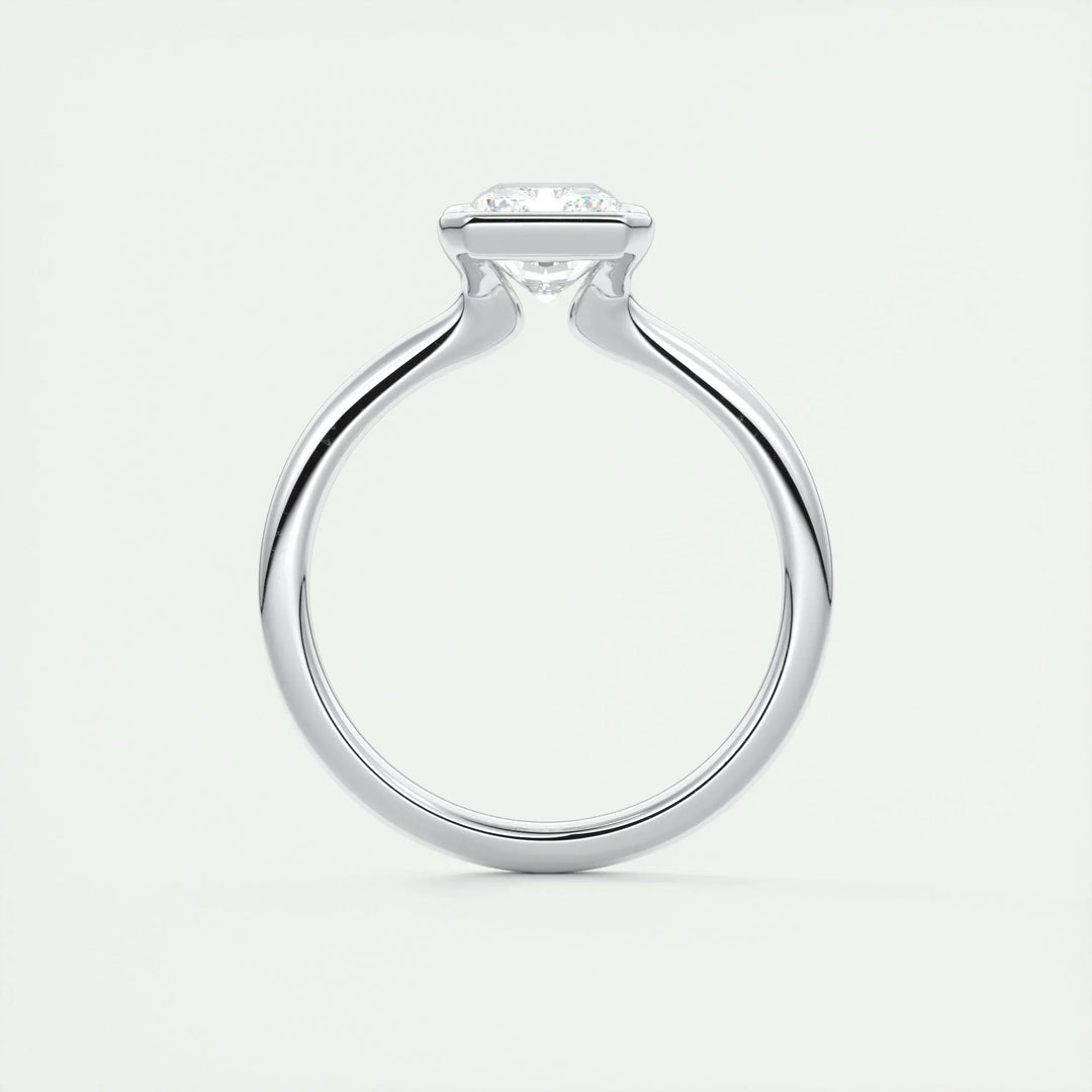 2.10 CT Radiant Solitaire Half Bezel Moissanite Engagement Ring