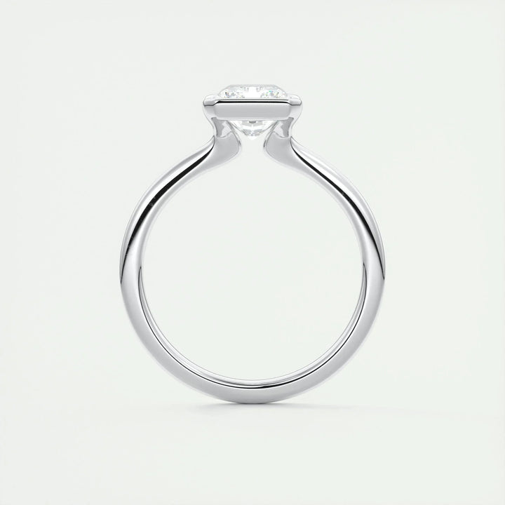 2.10 CT Radiant Solitaire Half Bezel Moissanite Engagement Ring