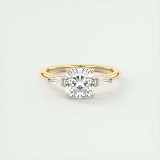 2.15CT Cushion Cut Three Stone Moissanite Engagement Ring