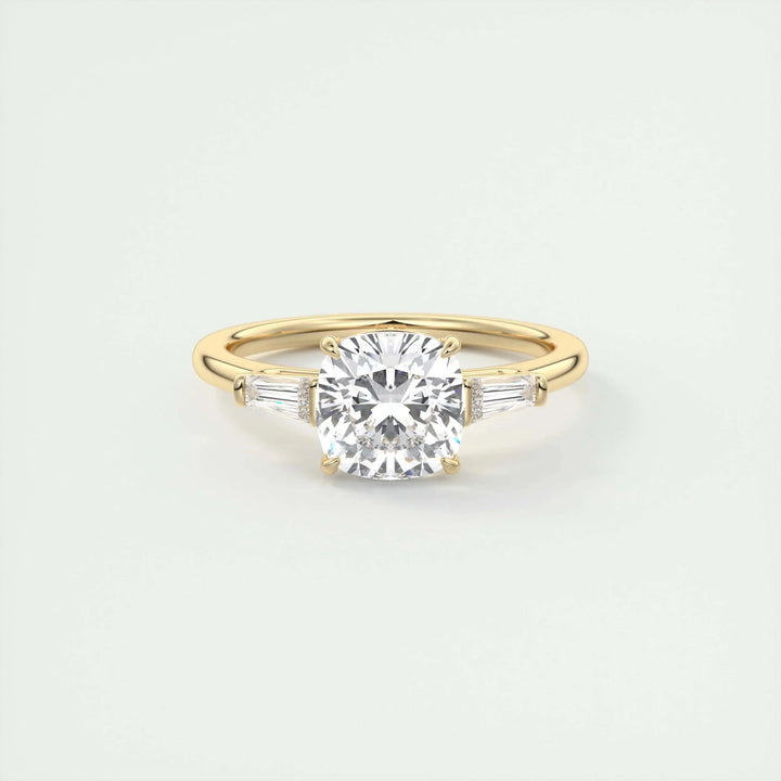 2.15CT Cushion Cut Three Stone Moissanite Engagement Ring
