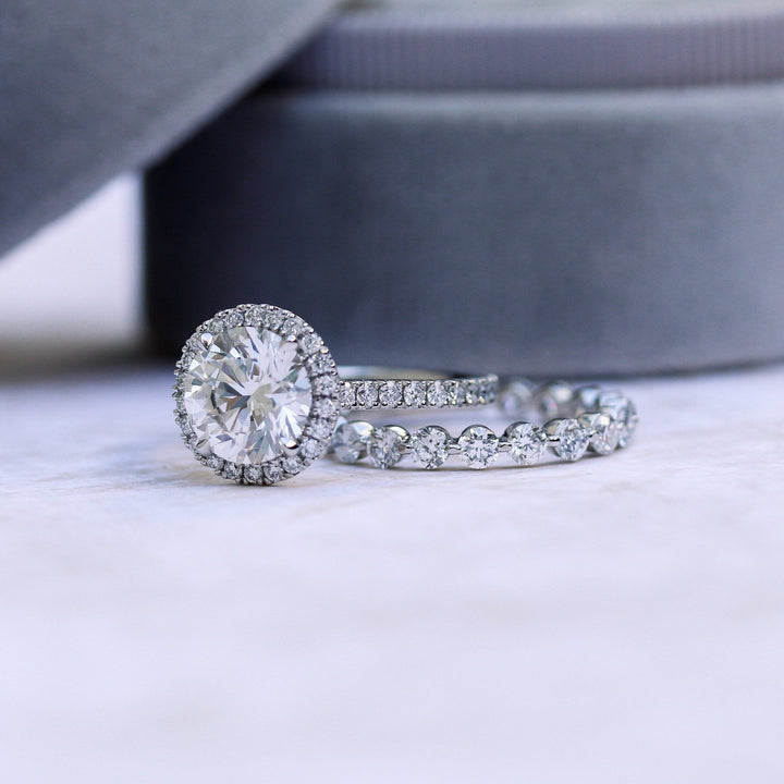 2.5mm Round Brilliant Cut 3/4 Eternity Moissanite Wedding Band