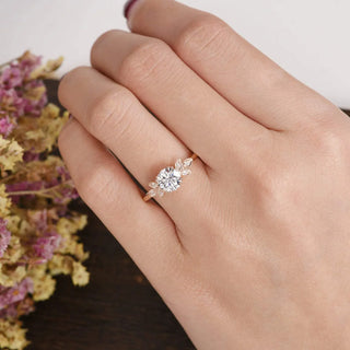 1.60CT Round Cut Cluster Moissanite Engagement Ring