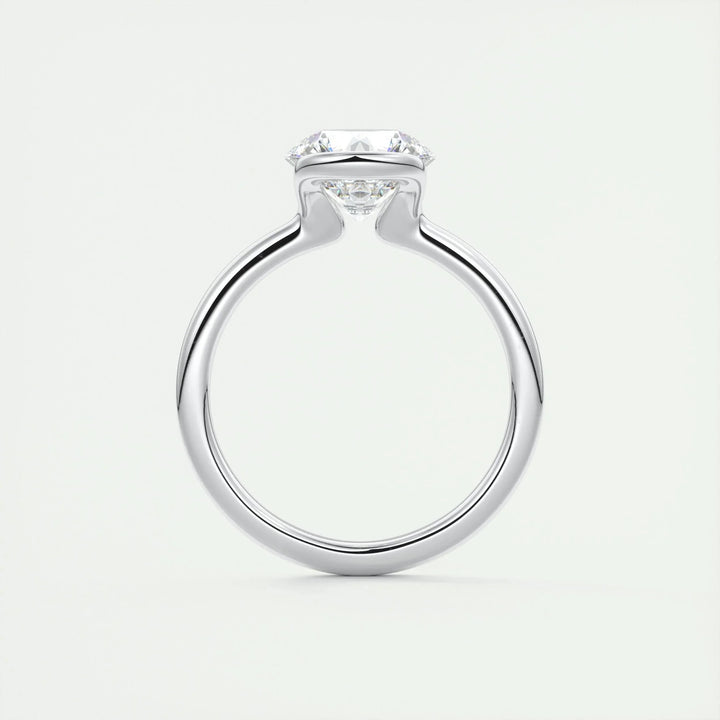 2.0 CT Round Cut Half Bezel Solitaire Moissanite Engagement Ring