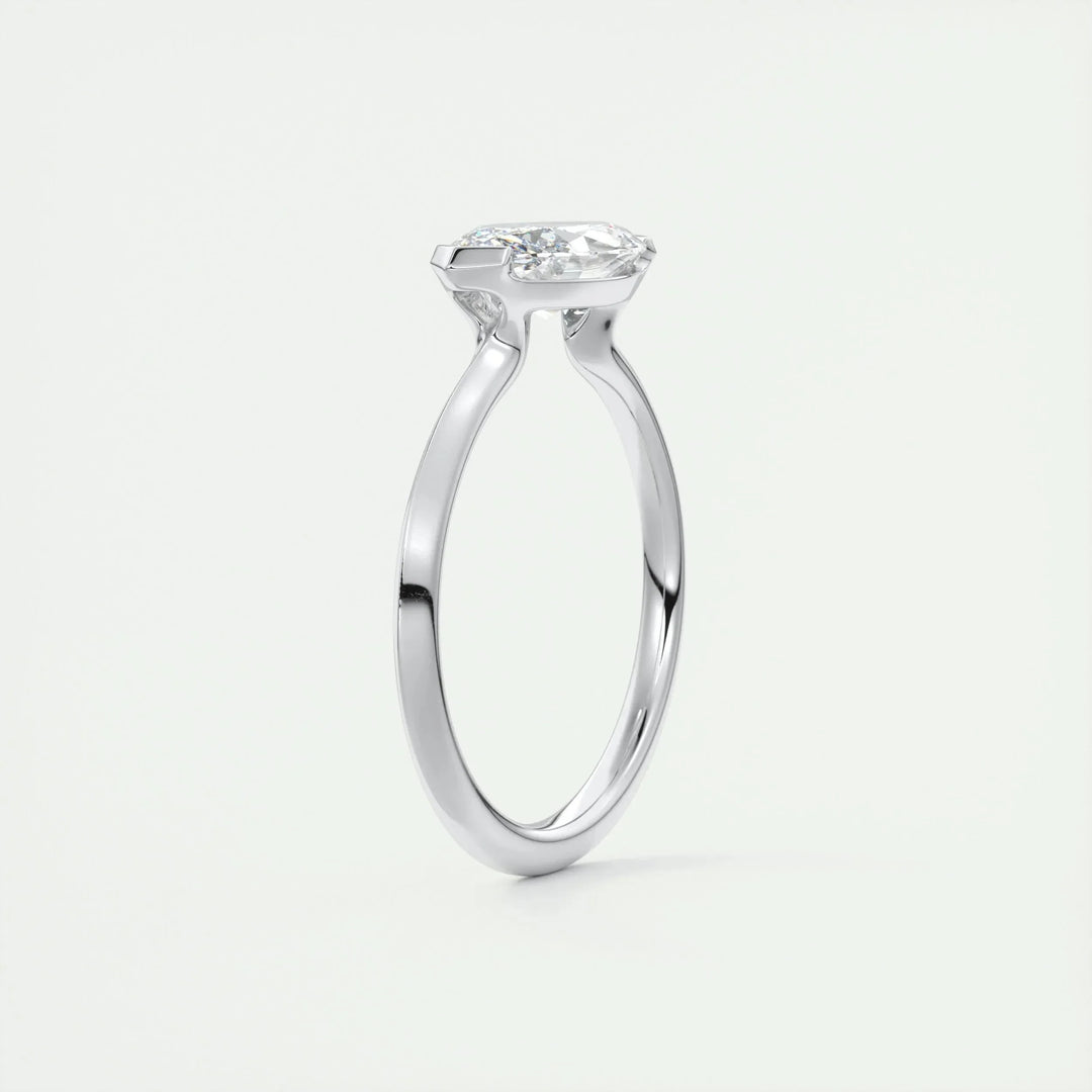 1.98CT Marquise Half Bezel Solitaire Moissanite Engagement Ring