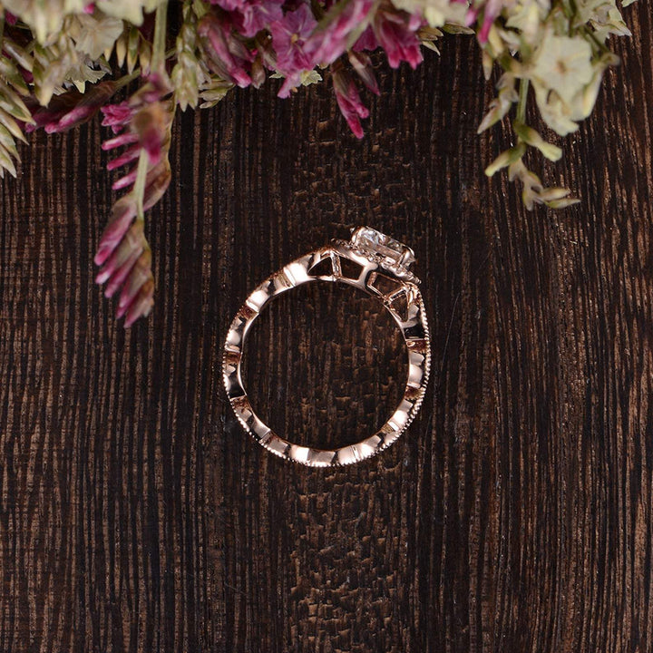 1.60CT Round Cut Halo Moissanite Engagement Ring