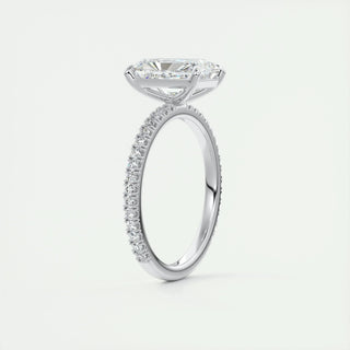 2.10 CT Radiant Solitaire Pave Moissanite Engagement Ring