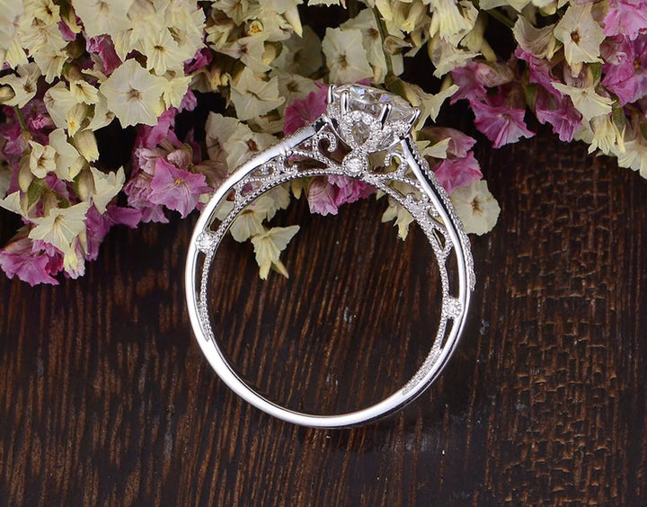1.35CT Round Cut Solitaire Moissanite Engagement Ring