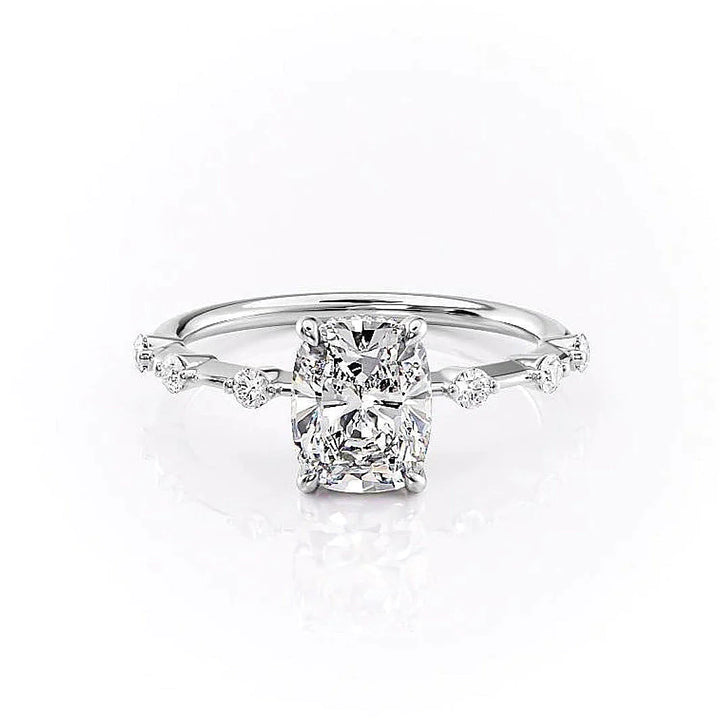 2.0CT Elongated Cushion Cut Solitaire Dainty Style Moissanite Engagement Ring