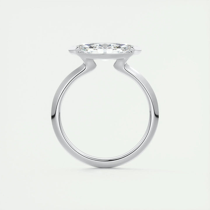 1.98CT Marquise Half Bezel Solitaire Moissanite Engagement Ring