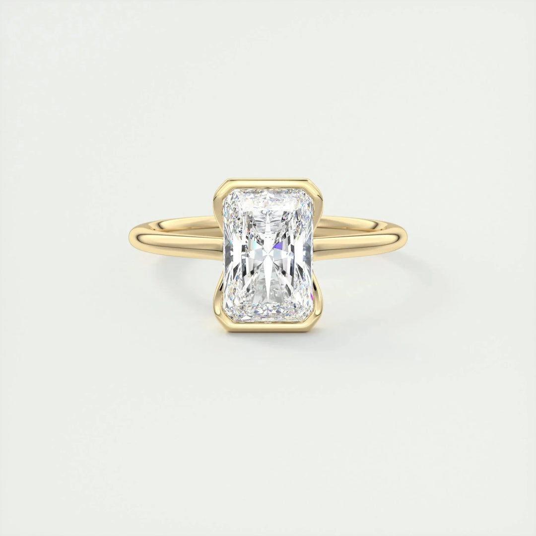 2.10 CT Radiant Solitaire Half Bezel Moissanite Engagement Ring