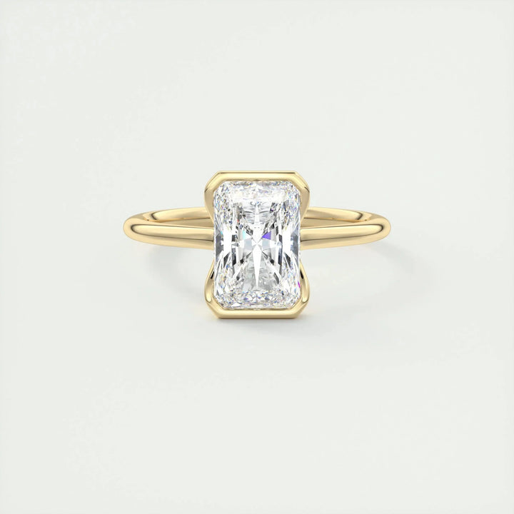 2.10 CT Radiant Solitaire Half Bezel Moissanite Engagement Ring