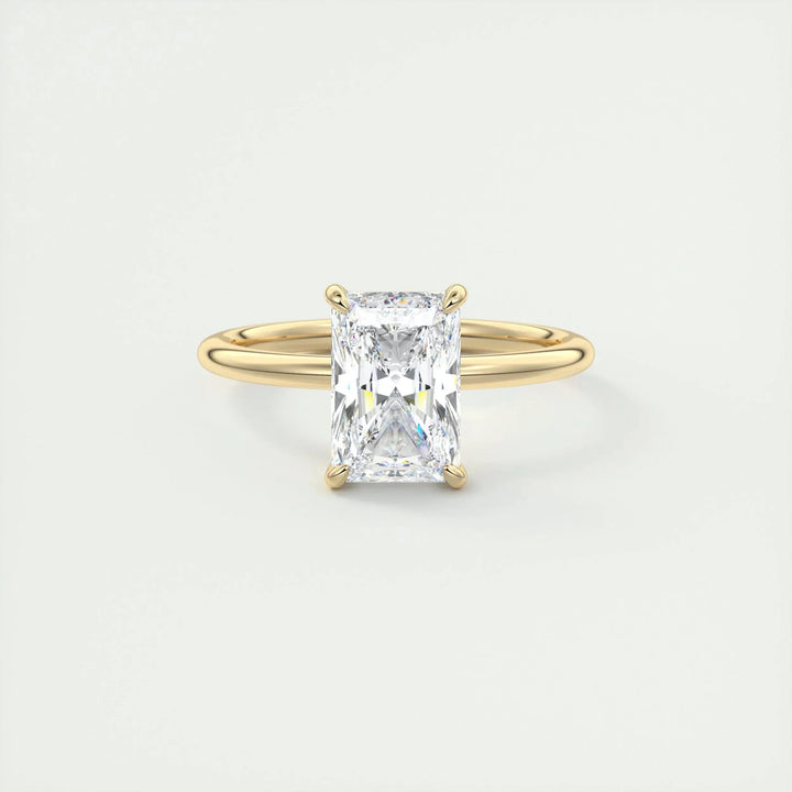 2.10 CT Radiant Solitaire Hidden Halo Moissanite Engagement Ring