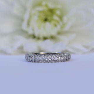 2.0mm Round Brilliant Cut 3 Side Pave Diamond Wedding Band