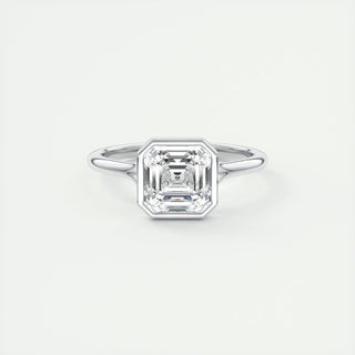 2ct Bezel Set Asscher Cut F- VS1 Diamond Solitaire Lab Grown Engagement Ring