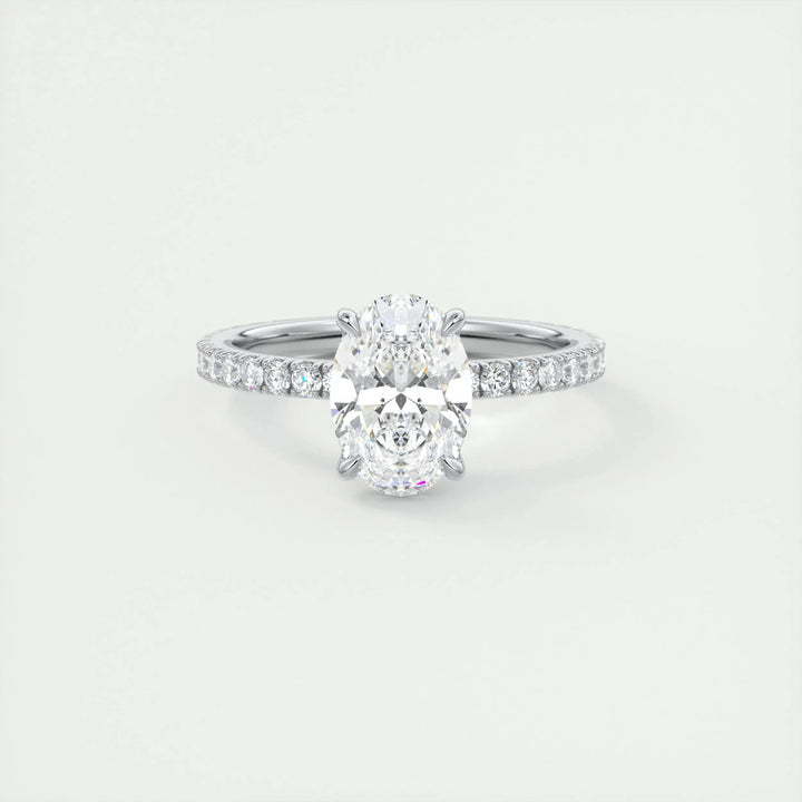 1.91 CT Oval Cut Solitaire Pave Moissanite Engagement Ring