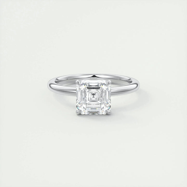 2.03CT Asscher Cut Solitaire Moissanite Engagement Ring
