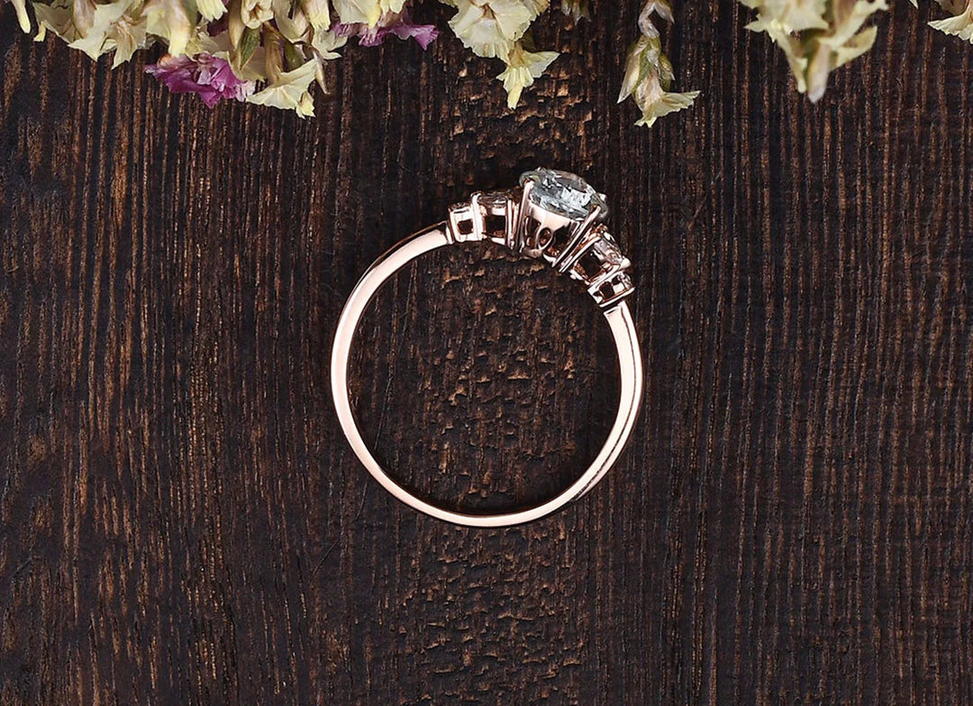 0.75CT Pear Cluster Moissanite Engagement Ring